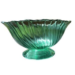 Swirl "Petal Swirl" 10" Footed Console Bowl Tab Handles Jeannette Ultramarine